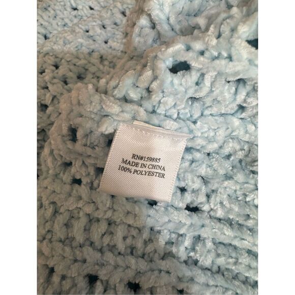 Hello Nite Top Women’s Small Whisper Blue Open Knit V-Neck Sweater NWT - Picture 4 of 9